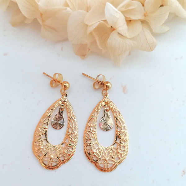 boucles d'oreilles orientales dorées
