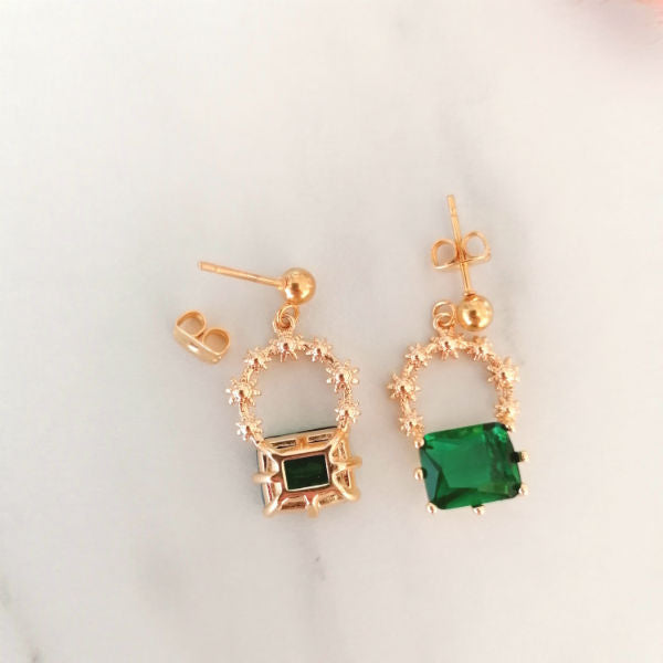 boucles d'oreilles fleurs vertes